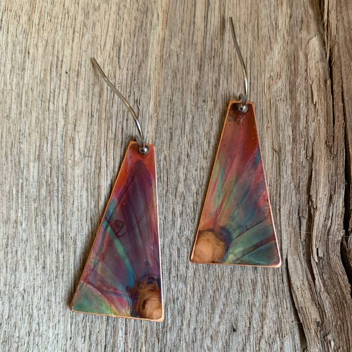 Triangle Dangle Earrings Flower for wholesale by Positive Shine Jewelry