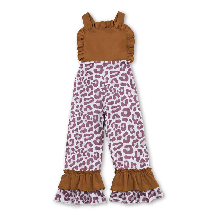 Yawoo Garments - Wholesale Overalls - Kids - Suspender floral leopard baby girls ruffle overalls4