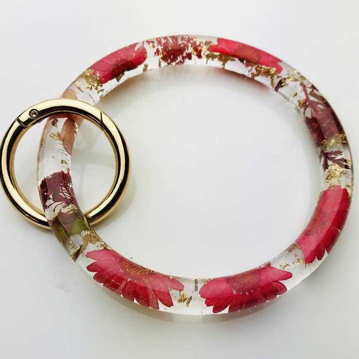 Röd Blommig Nyckelring Bangle Armband Endast för wholesale av Shop Drip Express