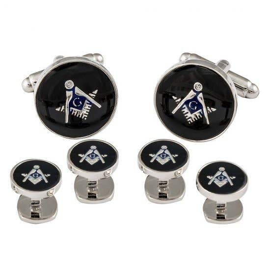 Cuff-Daddy – Engroshandel Manchetknapper/skjorte - Herre – Frimurer Masonic Manchetknapper Studs Sølv Sort