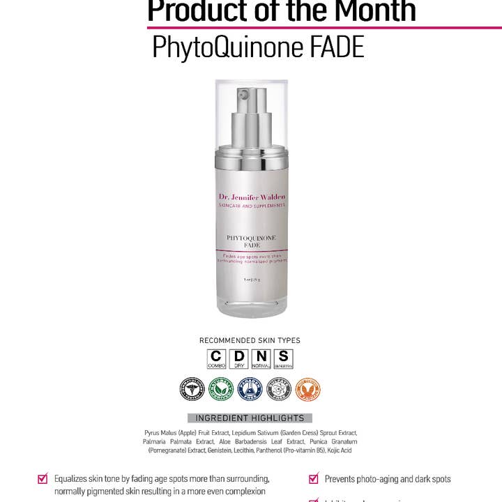 Dr. Jennifer Walden Skincare & Supplements - Wholesale Facial Serum/Concentrate - PHYTOQUINONE FADE PIGMENT CONTROL1