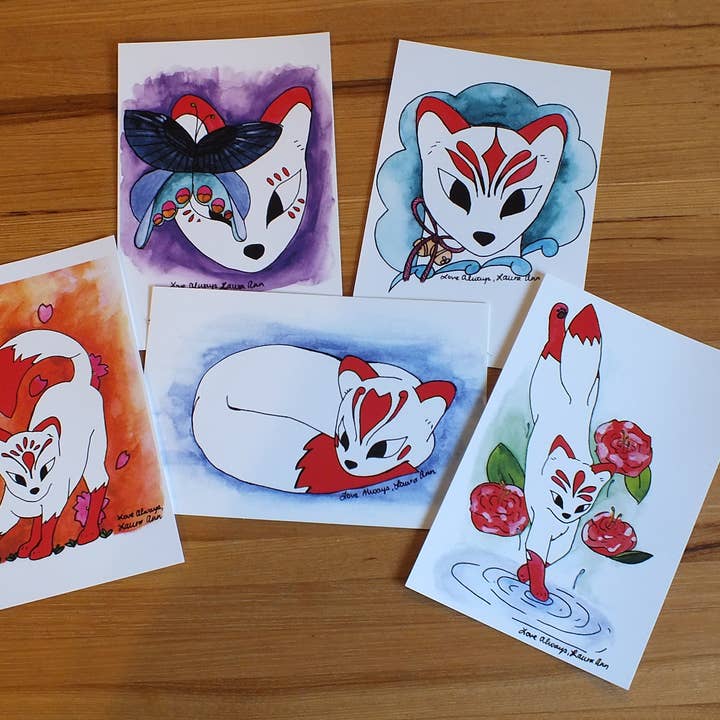 Guardian Fox Art Prints- 4x6 Mini Art Prints for wholesale by Love Always, Laura Ann