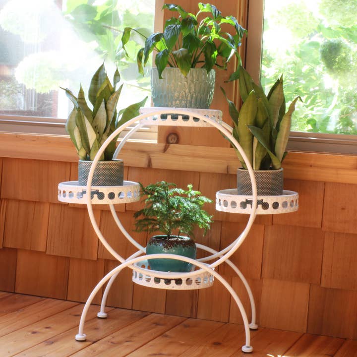 Sunnydaze Decor - Wholesale Plant Pot Stand - 4-Tier Ferris Wheel Indoor/Outdoor Plant Stand - White
