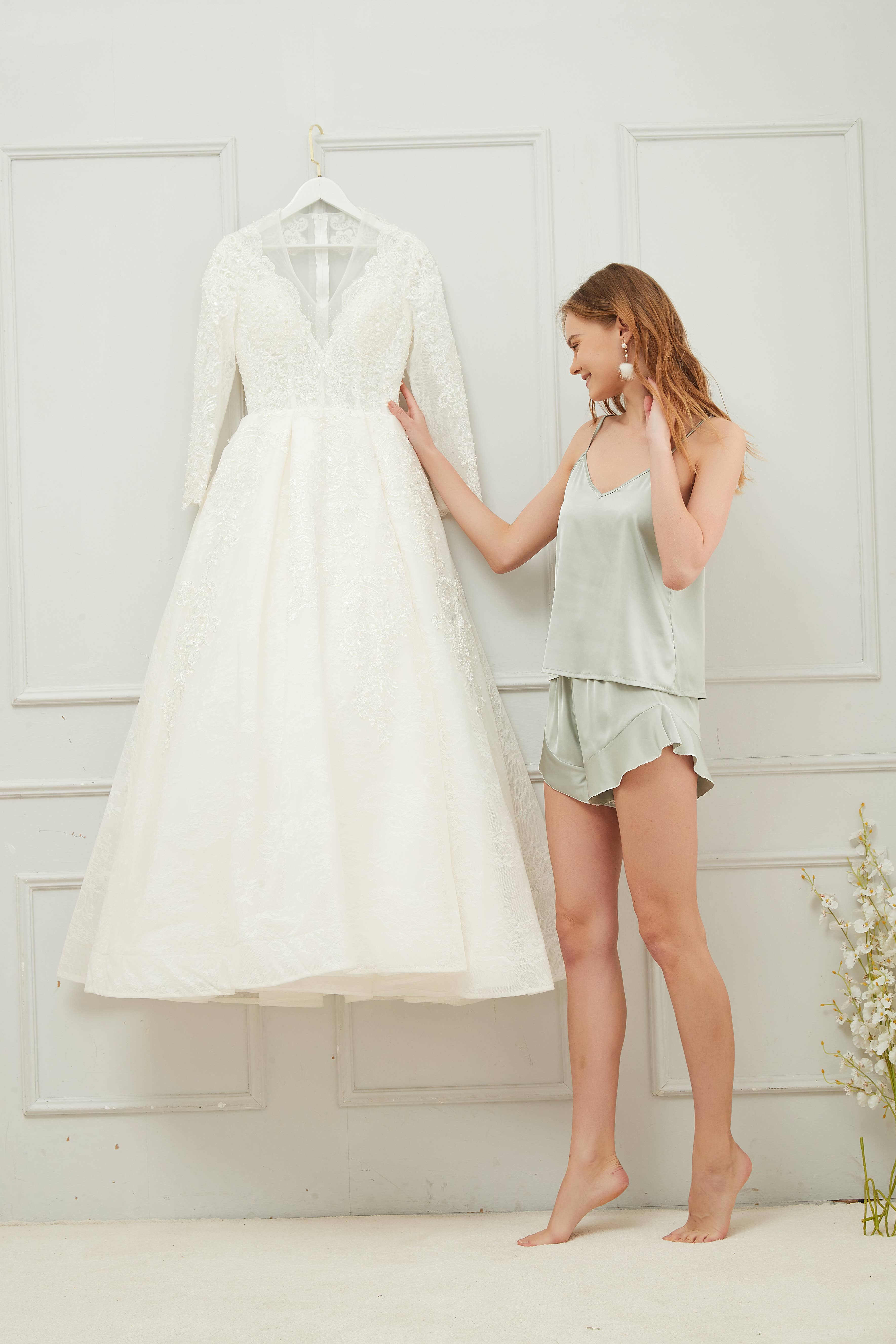 Mackleys - Wholesale Lounge Set - Women's - PREORDER Satin Cami and Ruffle Short Set13