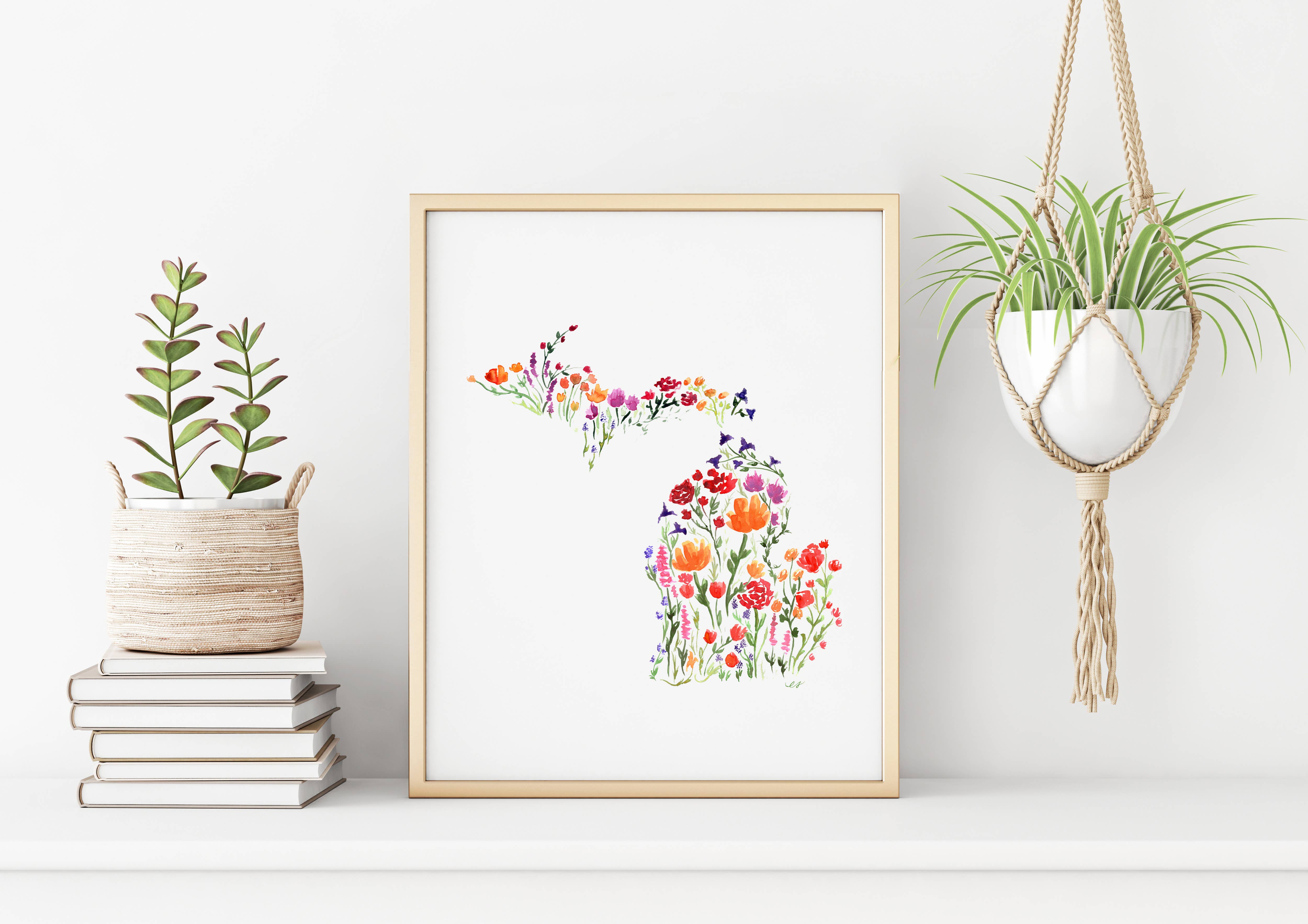 NorthHouse Creative Co. - Wholesale Art Print - Floral Michigan Watercolor Art Print4