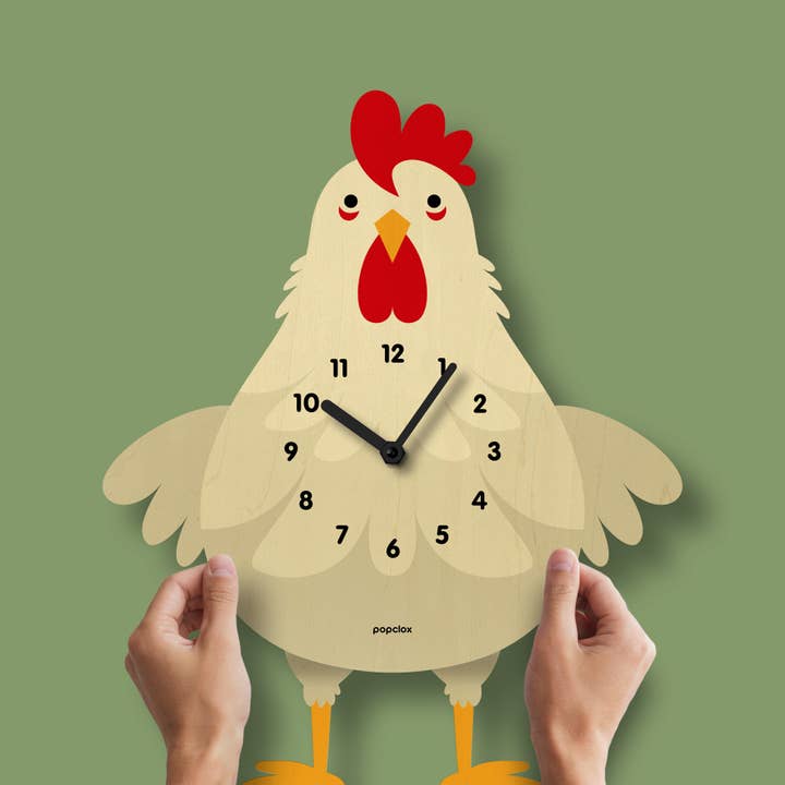 Popclox - Wholesale Wall Clock - Cleo Chicken Pendulum Clock - Wood 2