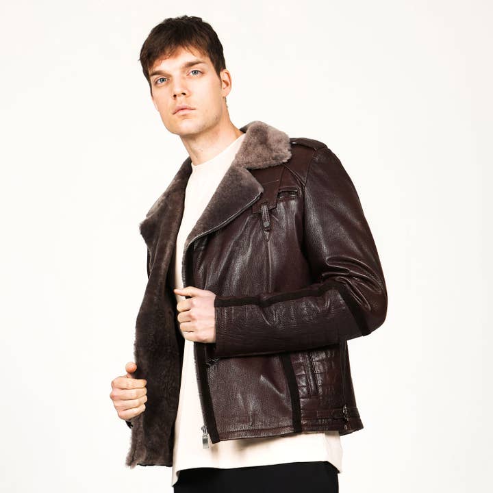 Dericlub – Großhandel Lederjacke – Herren – Herren-Jacke und Mantel aus echtem Lammleder mit Fell4
