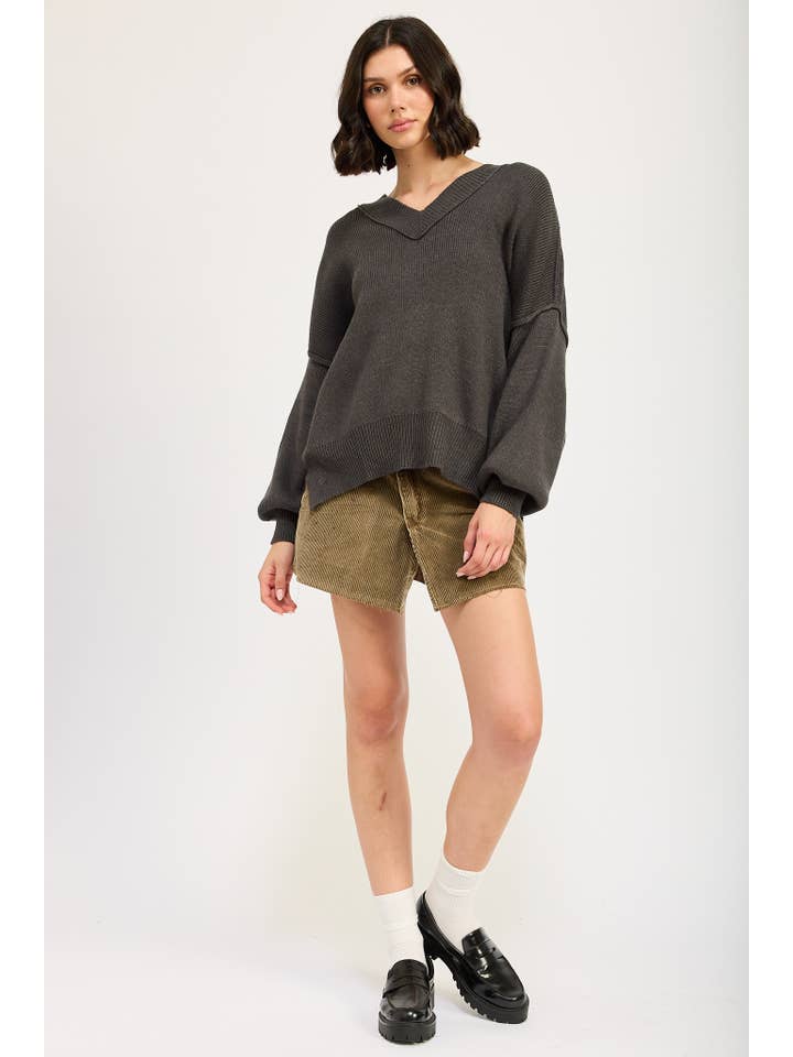 Emory Park - Wholesale Knit Sweater - Women's - OVERSIZED V NECK SWEATER3