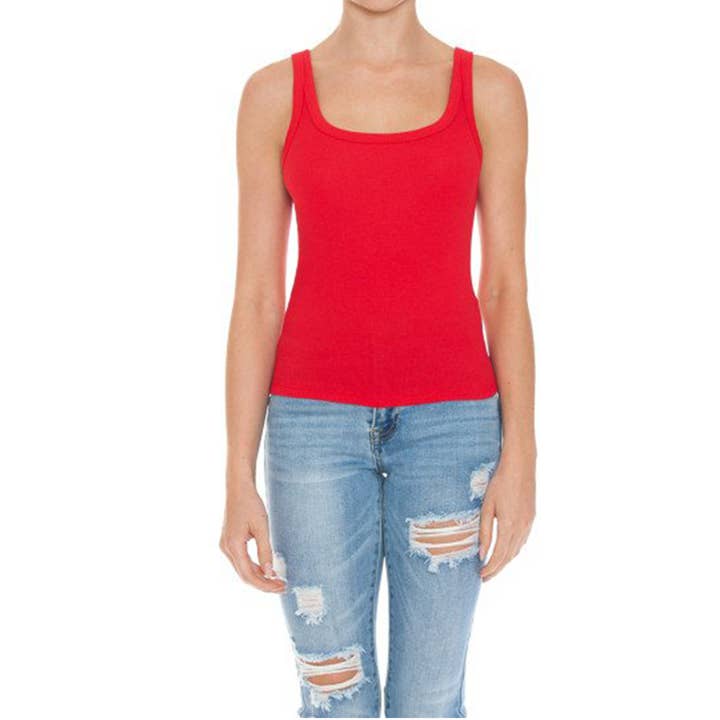 Curve Market - Wholesale Tank top – Women′s - PLUS SIZE RIBBED SCOOP NECK TANK TOP