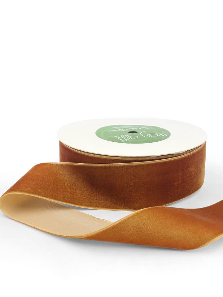 1.5" Burnt Orange Classic Woven Velvet Ribbon for wholesale by May Arts Ribbon