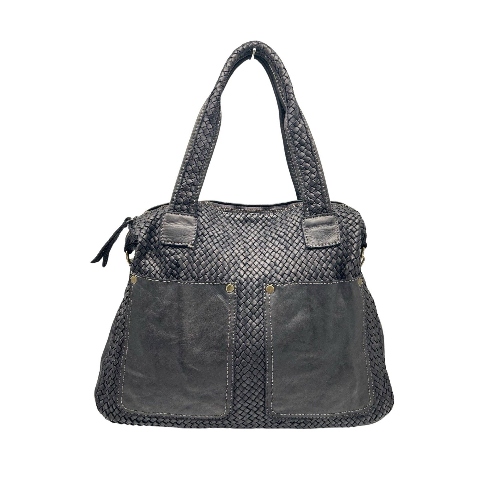 Louisa lee - Wholesale Shoulder Bag - Women's - TAMARA LARGE 2 POCKET WASHED LEATHER SHOULDER BAG0