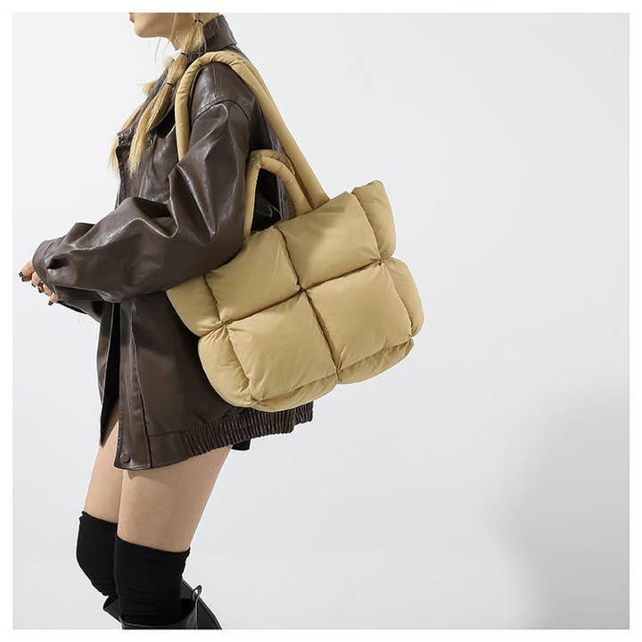 Dipped Shop - Wholesale Tote bag – Women's - Simple Puffer Tote Bag Solid Color Soft Handbag DP809116