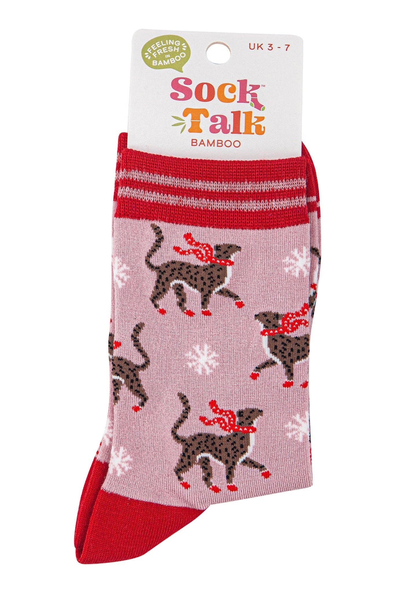 Sock Talk - Vente Chaussettes – femme - Chaussettes en bambou pour femmes - Rose/Rouge, Guépard d'hiver3