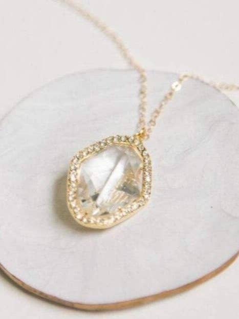 Crystal Halo Pendant Necklace for wholesale by Rachelyn Jewelry