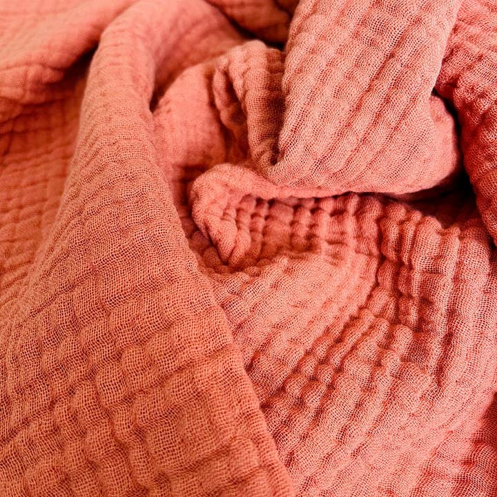 Mama and Tochter - Wholesale Throw Blanket - Organic Cotton Musli 4 Layer Throw Blanket - Terracotta