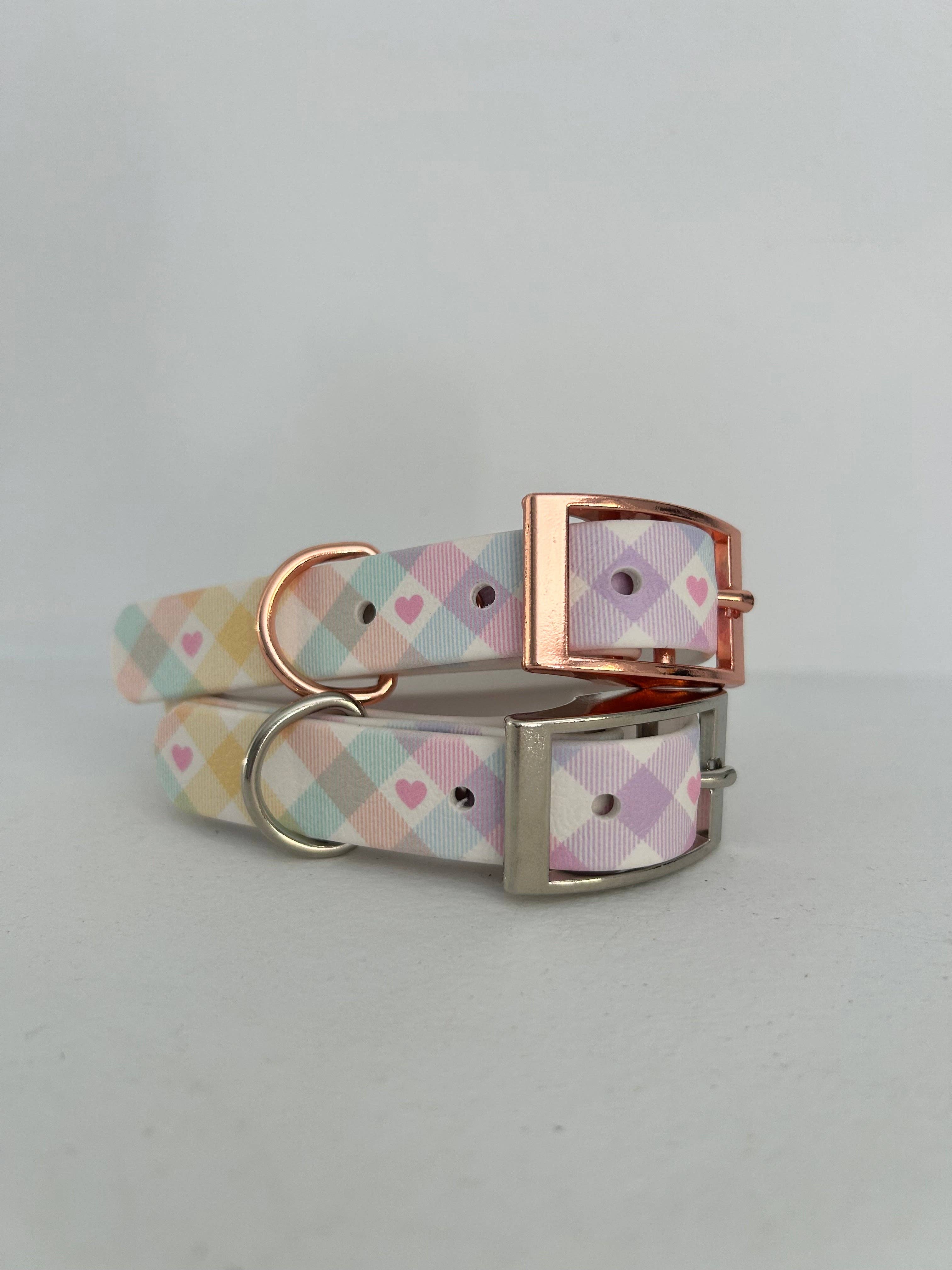Puppies & Pom Poms - Vente Collier – chien - Collier pour chien artisanal pastel vichy étanche4