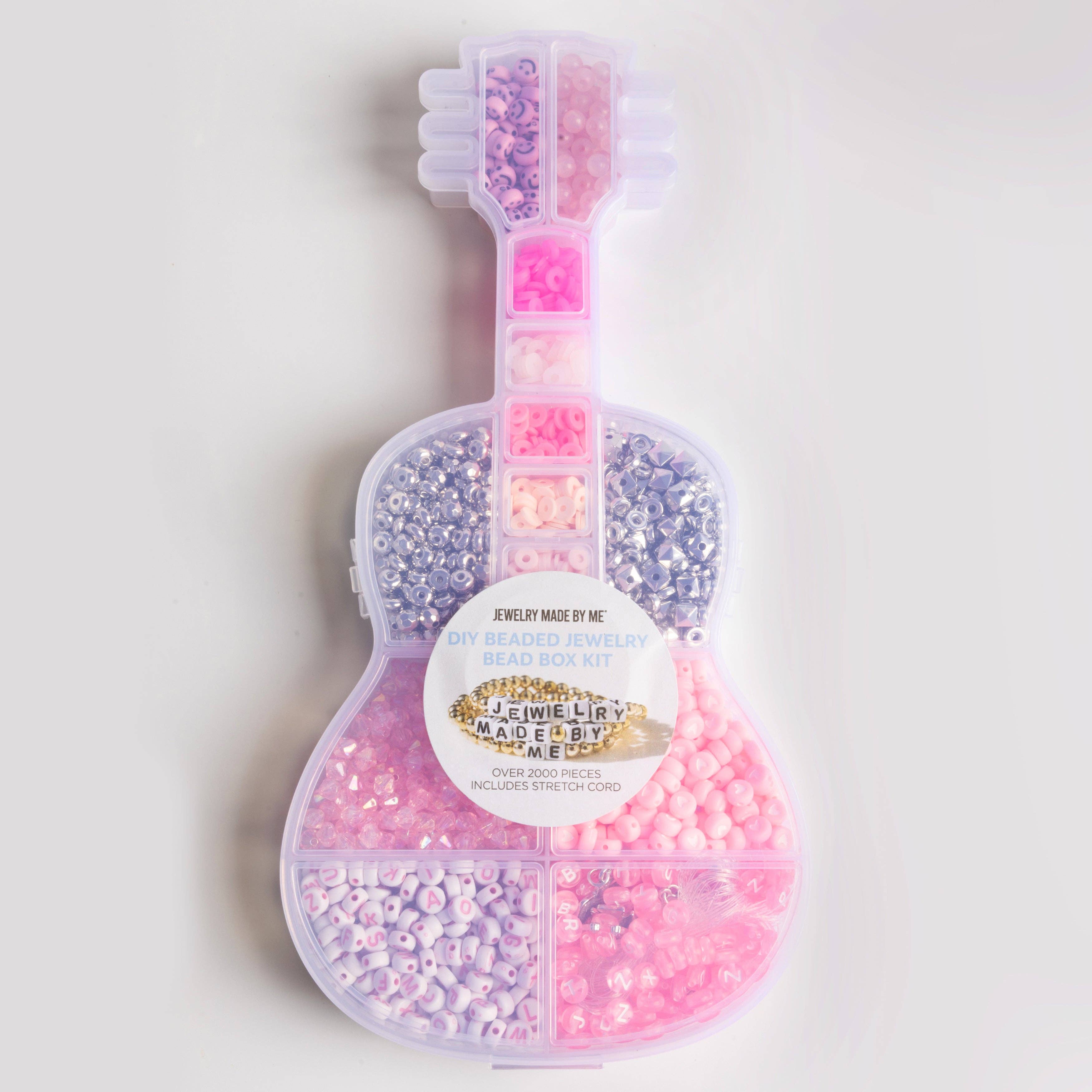 Jewelry Made by Me – wholesale DIY Jewellery – Child – Rhinestone Cowgirl Bubble Gum Pink Letter Bead Guitar Shaped Bead Kit with Silver Western Charms DIY Kit1