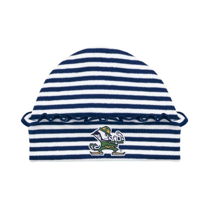 Notre Dame Fighting Irish Newborn Ruffled Striped Cap for wholesale by Creative Knitwear