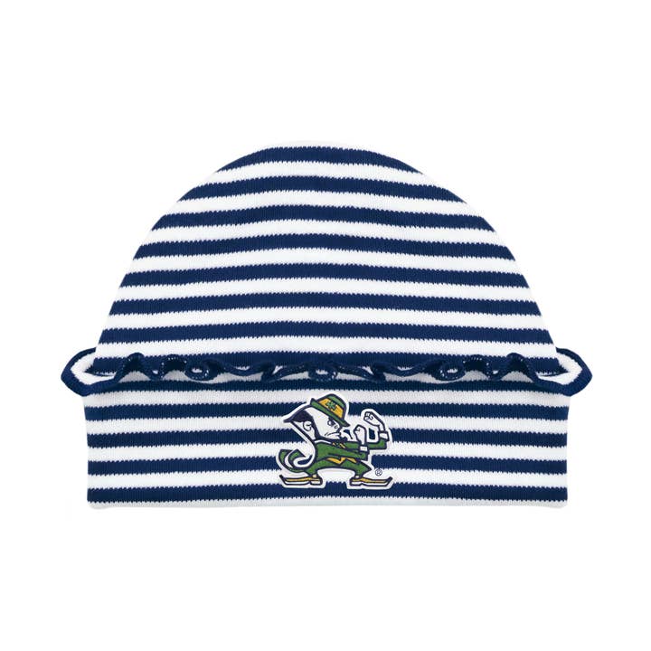 Notre Dame Fighting Irish Newborn Ruffled Striped Cap for wholesale by Creative Knitwear