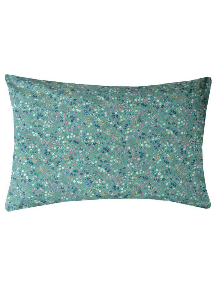 Pillowcase made with Liberty Fabric DONNA LEIGH GREEN for wholesale by Coco & Wolf