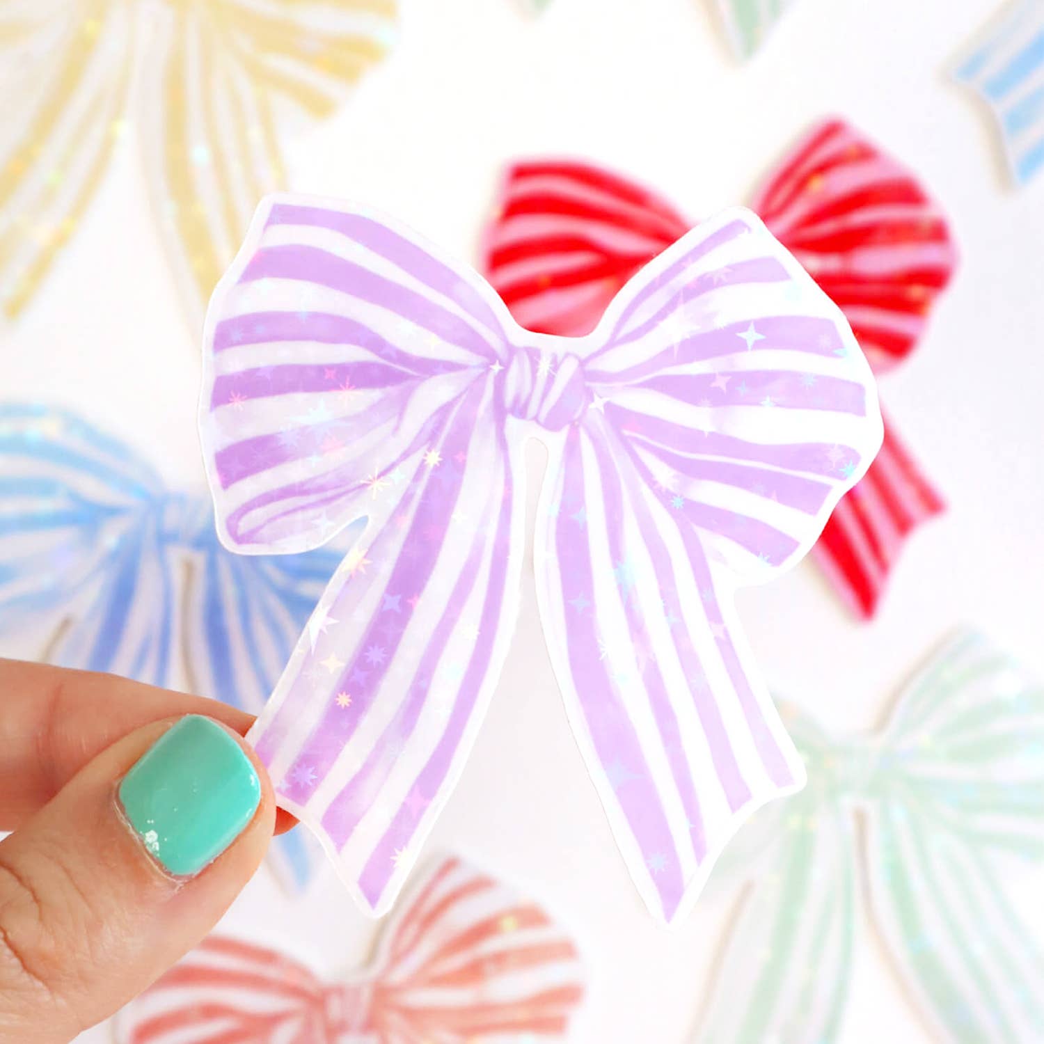 Julia Ockert - Wholesale Sticker - Trendy Watercolour Ribbon / Bow Glitter Sticker (6 Colours) 4
