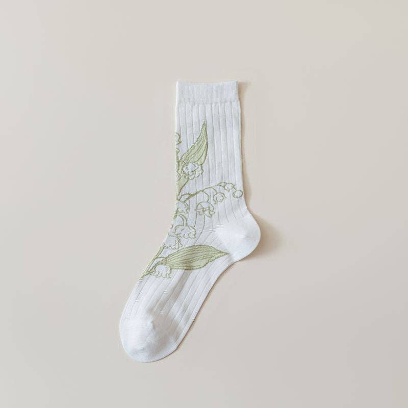 Funkyrel® Atzbranding Limited - Wholesale Socks - Women's - Rufia - Sweet Lily of The Valley Patterned Socks0