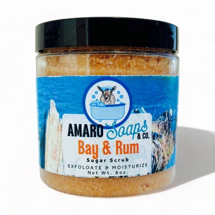 Bay & Rum Sugar Scrub for wholesale by Amaro Soaps & Co.