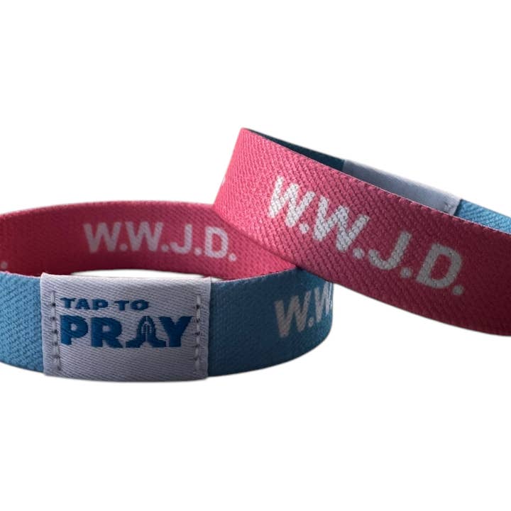 Versible - Wholesale Wristband - Tap To Prayâ„¢ Wristbands - Blue & Pink WWJD