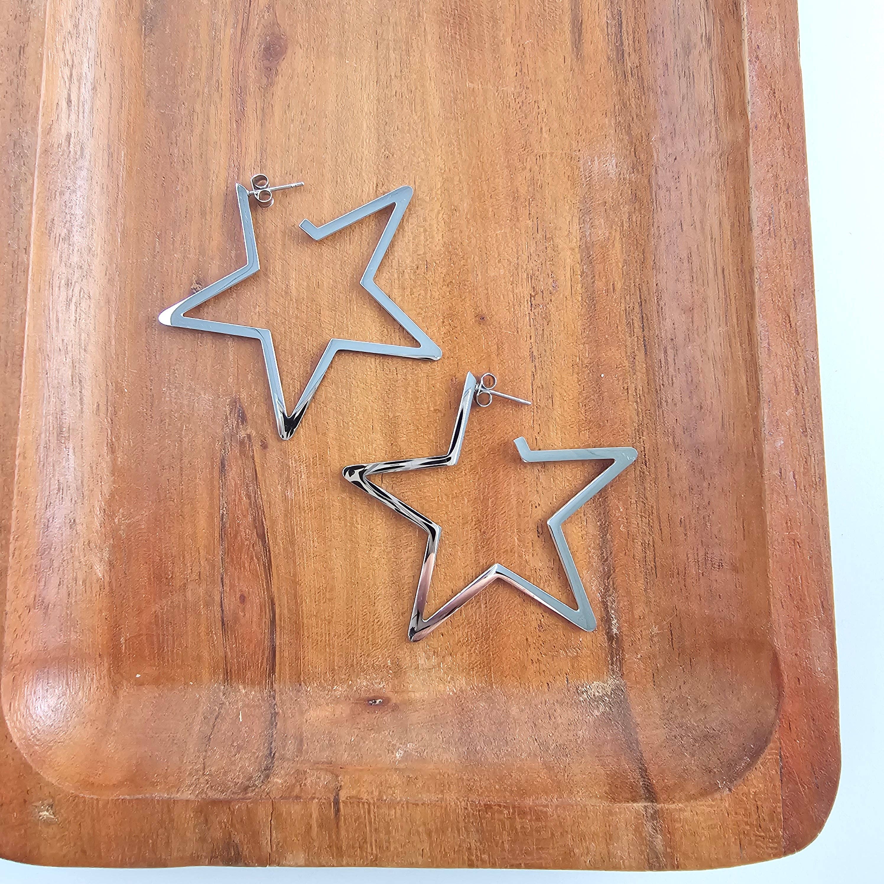 Spiffy & Splendid - Wholesale Hoop Earrings - Luxe Star Hoops - Silver // Jewelry, Earrings6