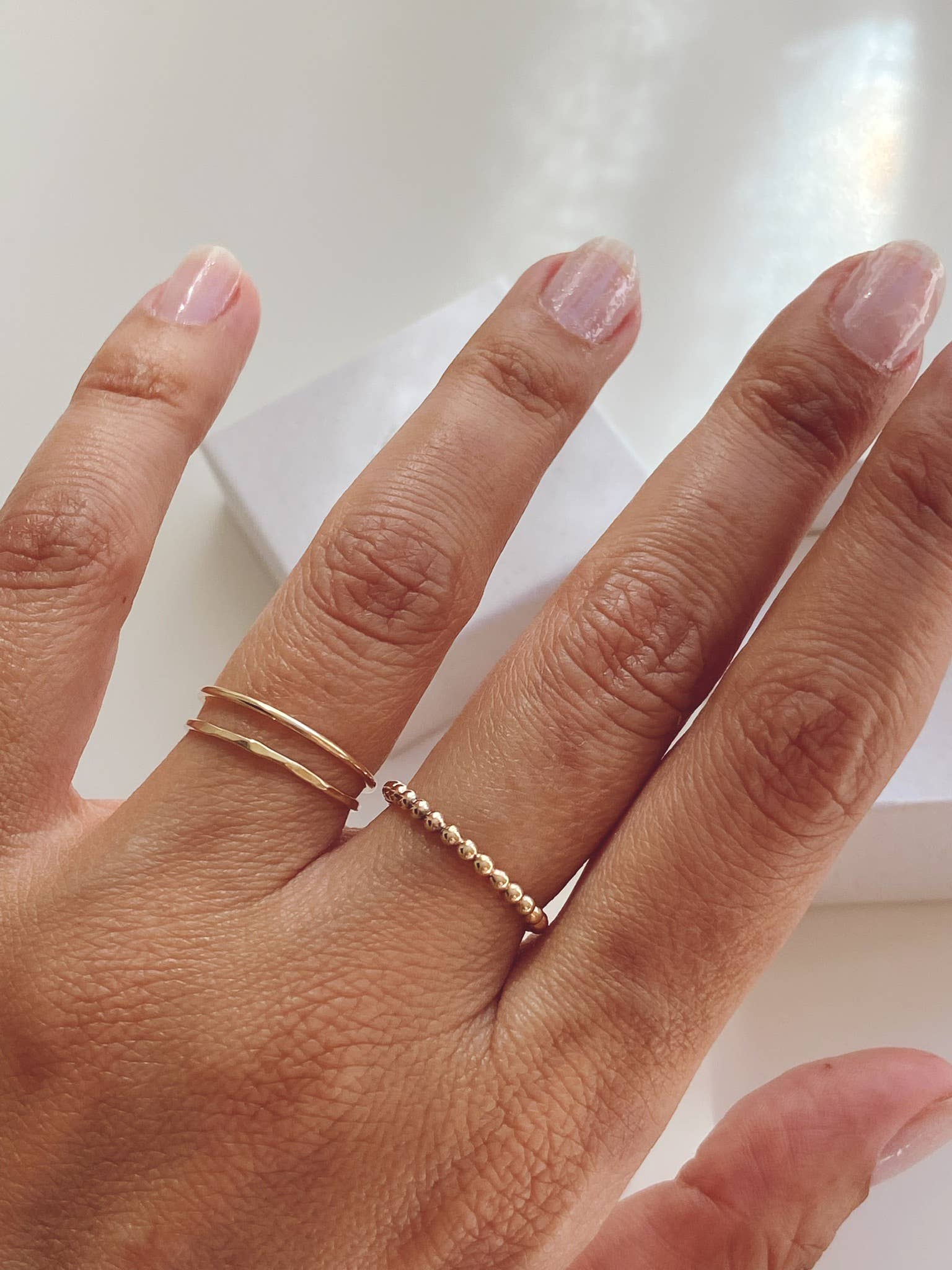 AVA Handmade Jewelry - Wholesale Band/Stacked Ring - Stacking 3 rings set, stackable, beaded, hammered ,thin5