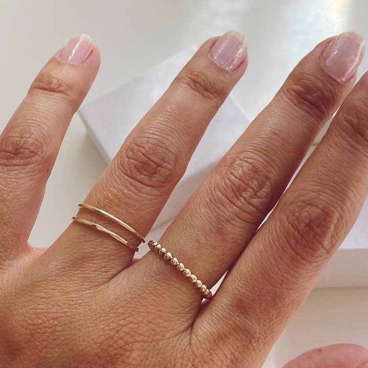 AVA Handmade Jewelry - Wholesale Band/Stacked Ring - Stacking 3 rings set, stackable, beaded, hammered ,thin5
