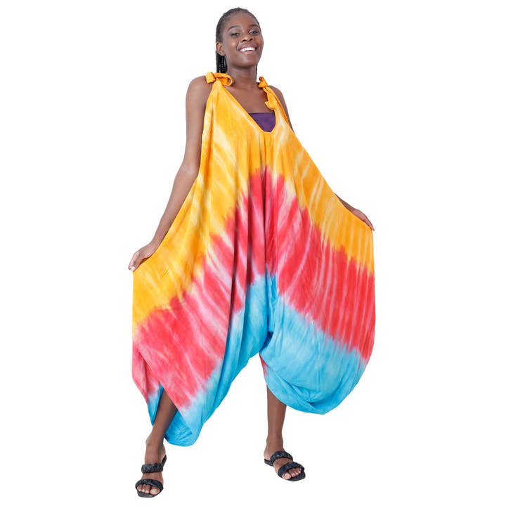 Combinaison asymétrique sans manches Tie Dye pour femmes - FI-3023 TD pour la vente par African Stars