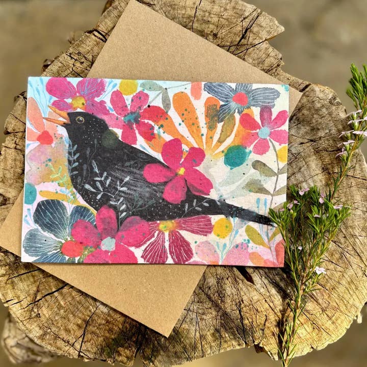 Plantable Seed Paper Birthday Card,Blank Inside,Floral card for wholesale by Erika's Whimsical Art