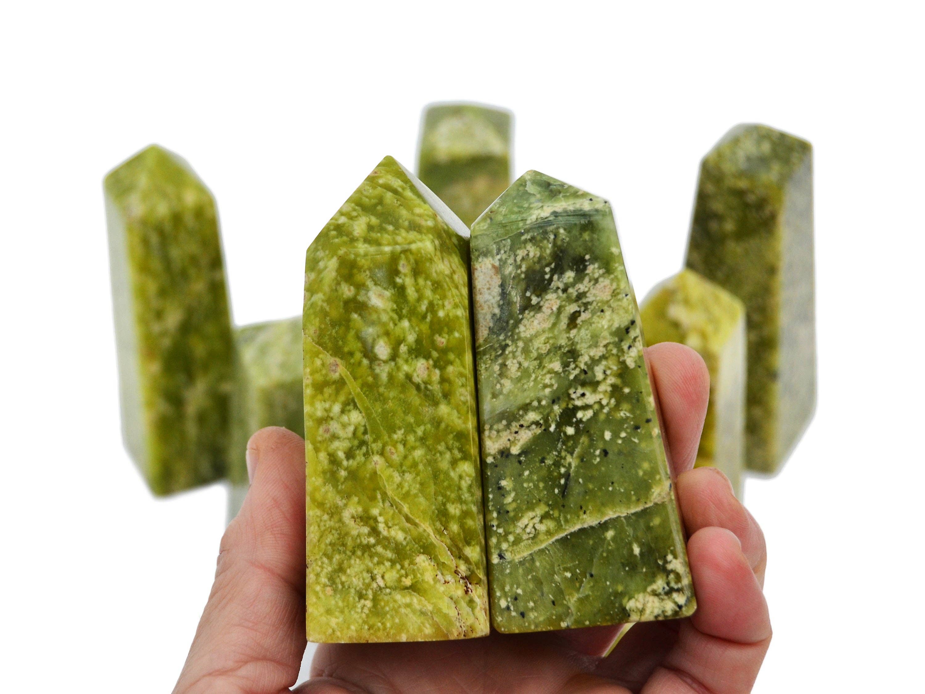 Kaia & Crystals - Wholesale Spiritual Stone/Crystal - 1 Kg Lot of Serpentine Obelisk Crystal (3-6 Pcs)8