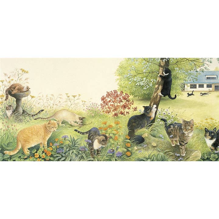 Greeting Card All the Cats in the Garden for wholesale by Natural Partners Limited