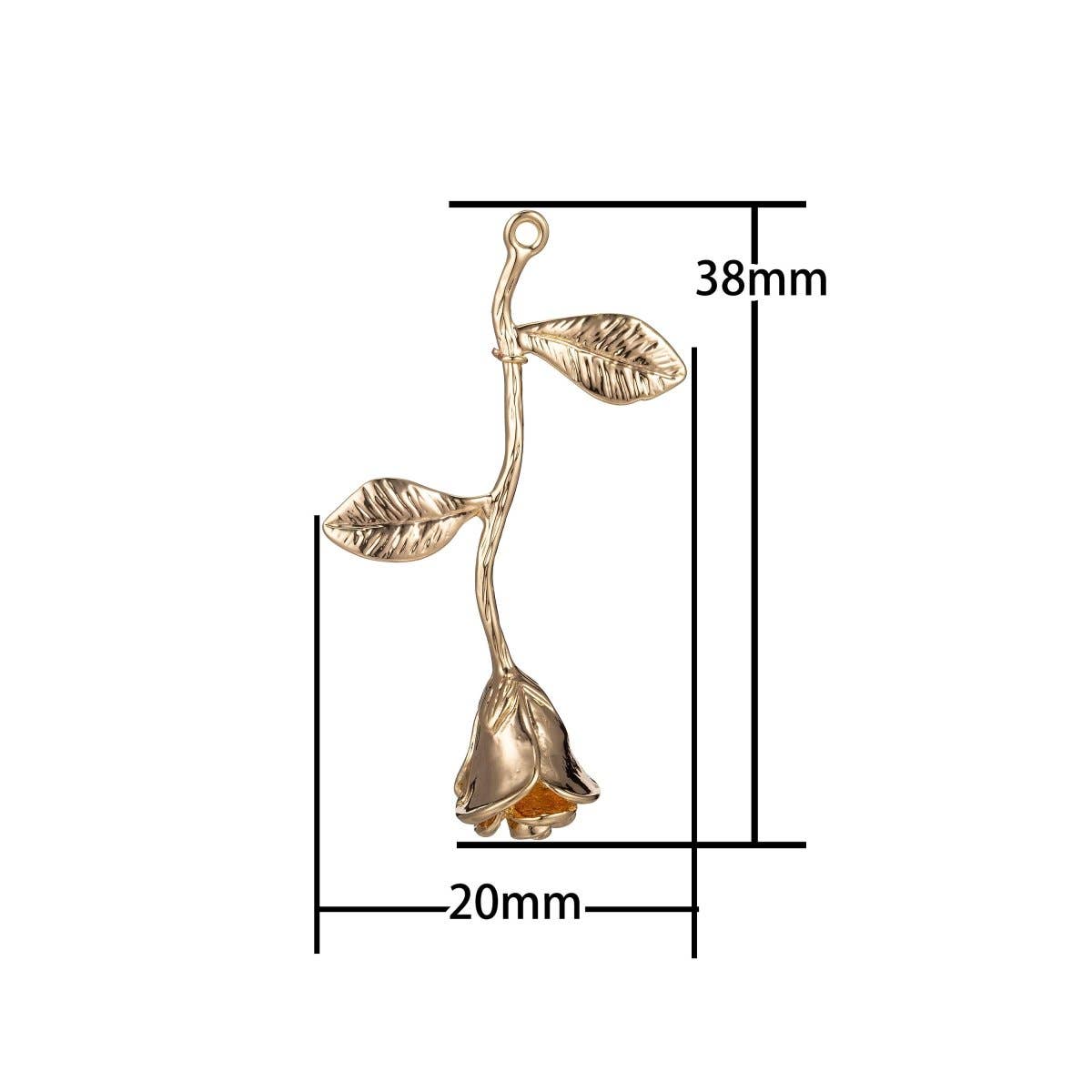 Aim Eternal - Vente Breloques/médailles personnalisées - Pendentif Rose en Or Rempli 18k Charm Rose en Or Charm Floral, Fleur Belle Collier à Couches Pendentif Bélières pour Fabrication de Bijoux E-8732
