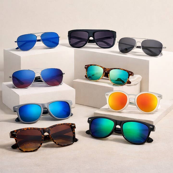 Blandning av olika designer 'Distressed' solglasögon för män och kvinnor för wholesale av NHP International