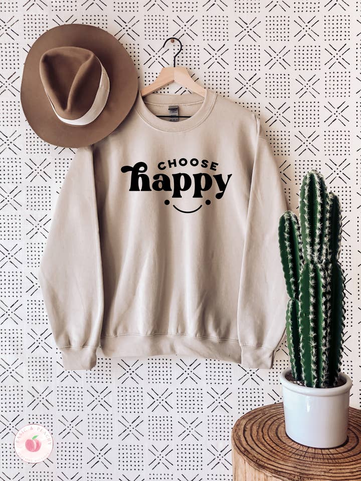 Wählen Sie Happy Crewneck Sweatshirt für den Großhandel von Desert Raine