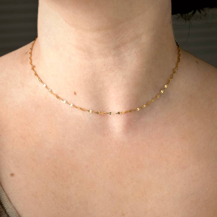 Mirror Chain Necklace - Tarnish-free Sequin Choker for wholesale by Blueyejewelry