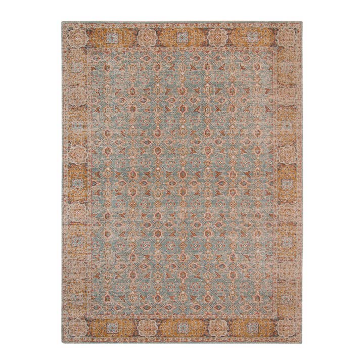 Tapis Oriental Power Loom bleu et orange, 2 pi x 3 pi pour la vente par HomeRoots