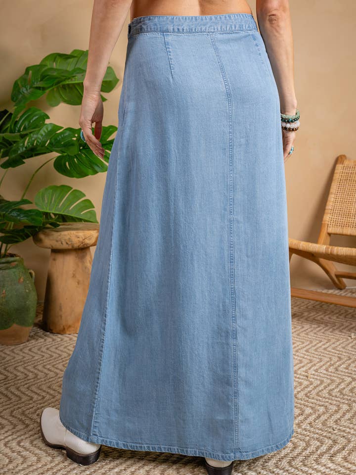 Lt Wash 4215-CAP Tencel Denim Maxi Skirt - Length 37" for wholesale on Faire