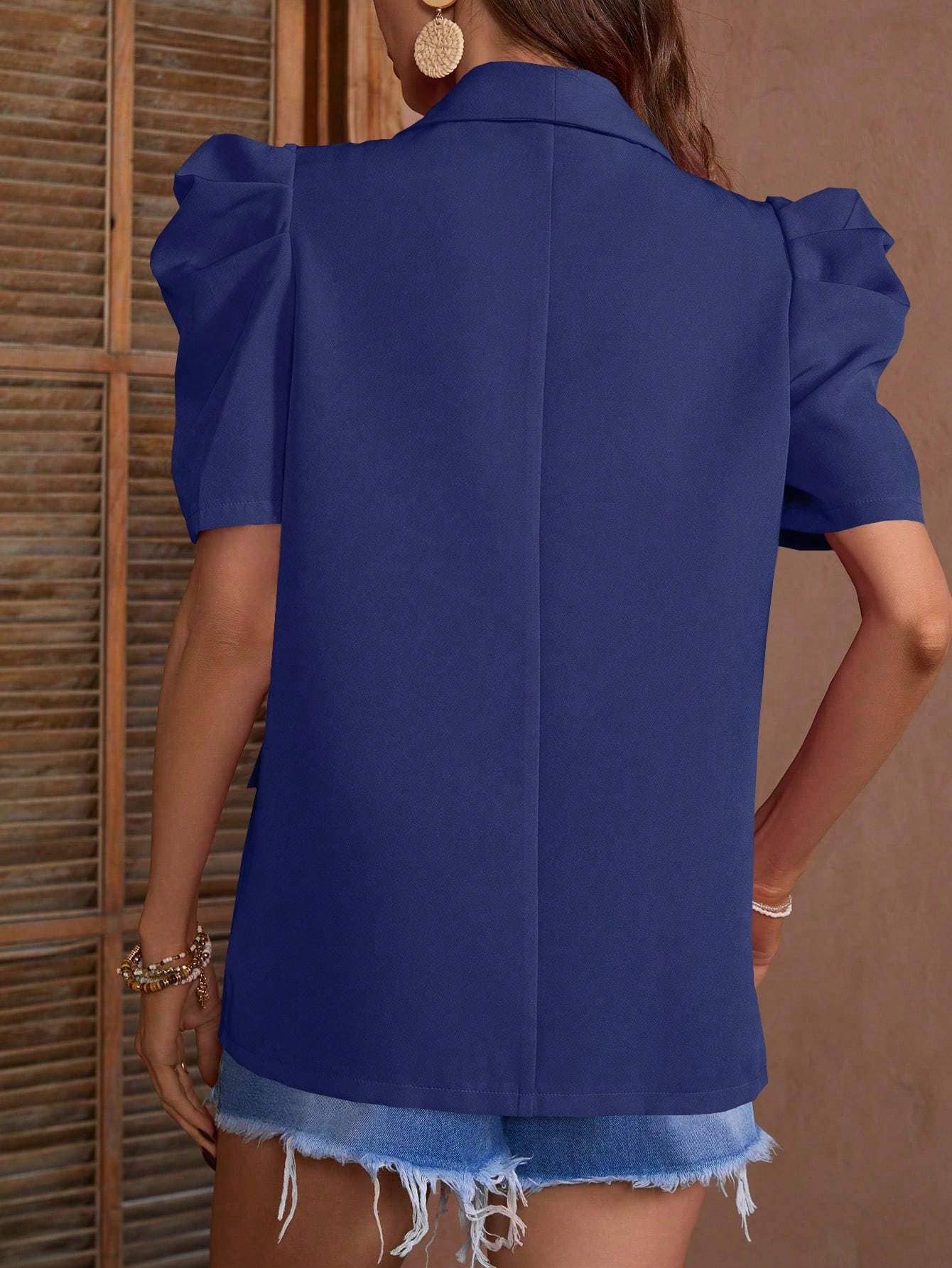 Queen Fashion - Wholesale Blazer - Dames - Blazerjack van kunsthars met inkepingen en pofmouwen45