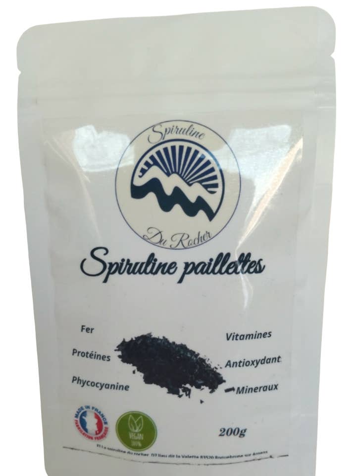 Flocos de spirulina francesa 100 g por atacado de La spiruline du rocher