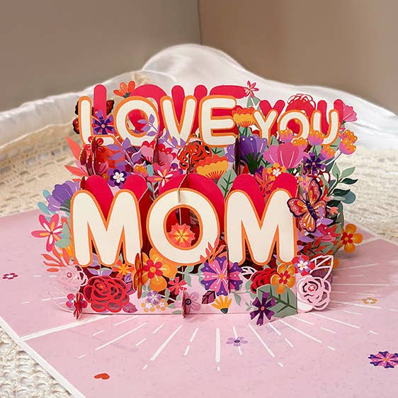 3D Mother's Day Greeting Card LOVE-YOU-MOM Birthday Card for wholesale by Little Trendy