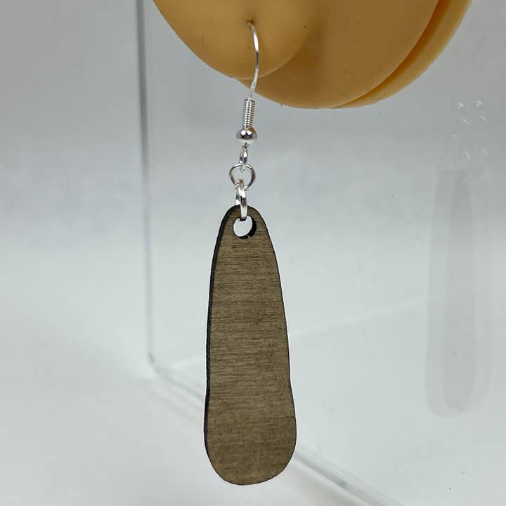 Art by Erica H & Rebel Stitchers - Wholesale Dangle Earrings - Small Whole Wheat Thick Teardrop Handmade Wooden Earrings4