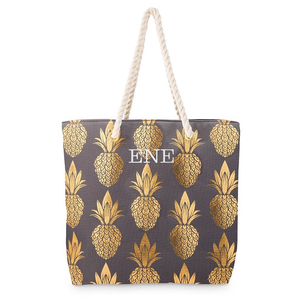 Front Pineapples and Coconuts Classic Tote Purse w/Leather Trim Personalized