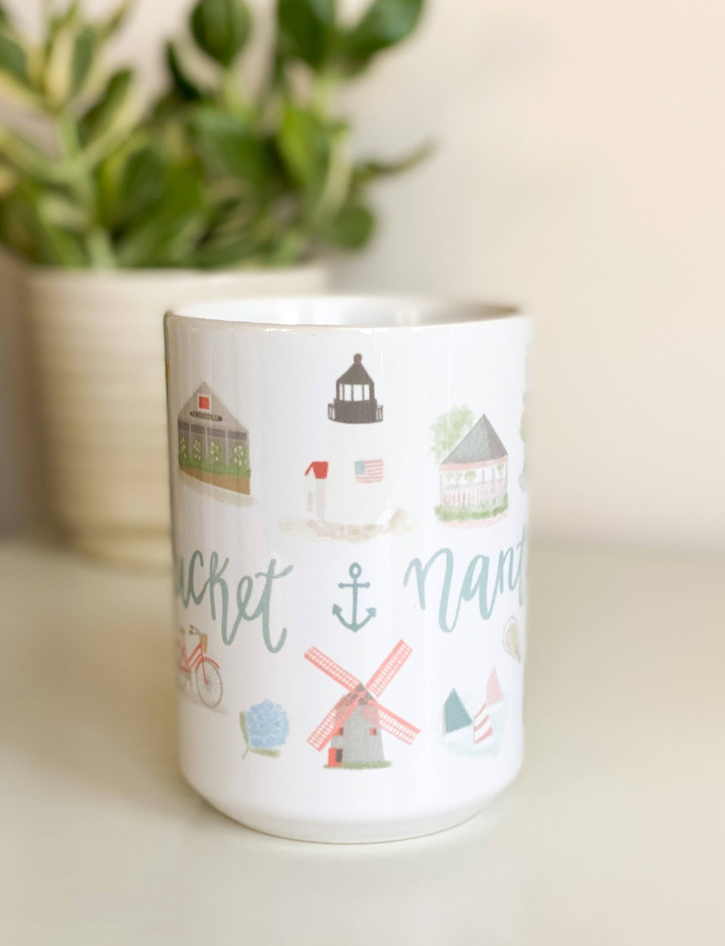 Palm Prints - Wholesale Coffee Mug - Nantucket Landmark Mug1