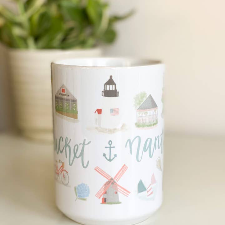 Palm Prints - Wholesale Coffee Mug - Nantucket Landmark Mug1