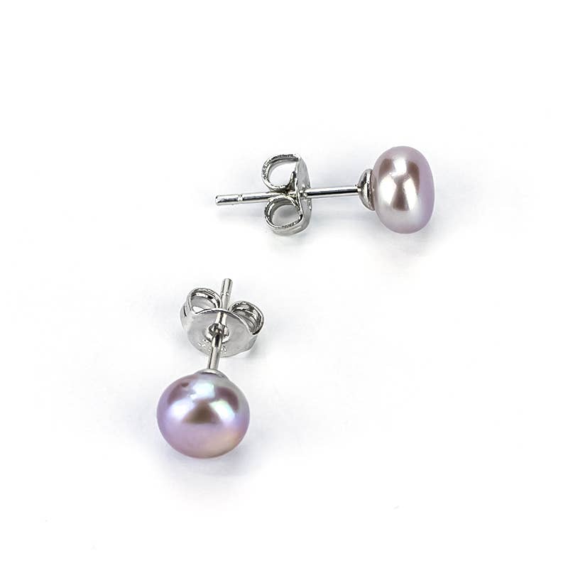Vayo Pearls – wholesale Stud/post earrings – Freshwater Purple Pearl Freemantle Stud Earrings 8-9 mm AAA4