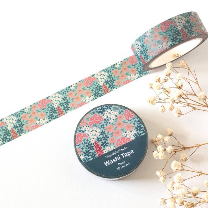 Ruban Washi Floral Jardin Sarcelle pour la vente par RippleSplash Studio